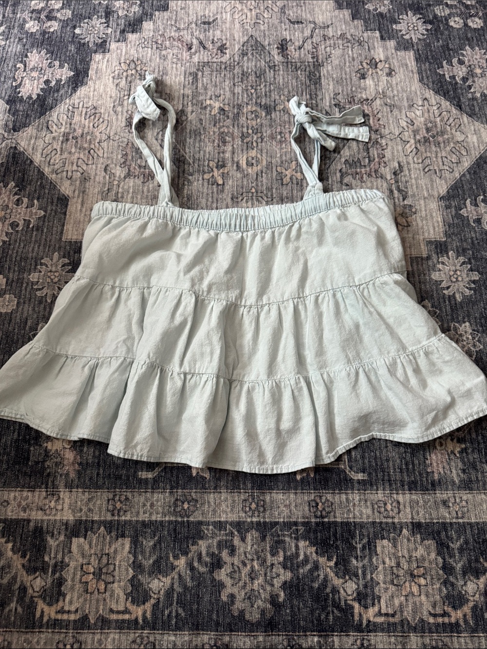 American Eagle Outfitters Light Blue Tiered Tie-Strap Camisole
